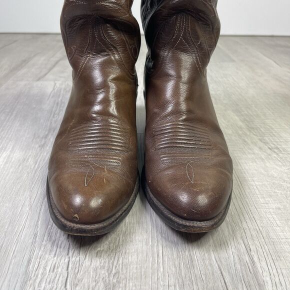 Lucchese Boots Brown Leather Western Cowboy Rodeo Mens Size 9.5 2E Wide W - Picture 3 of 14